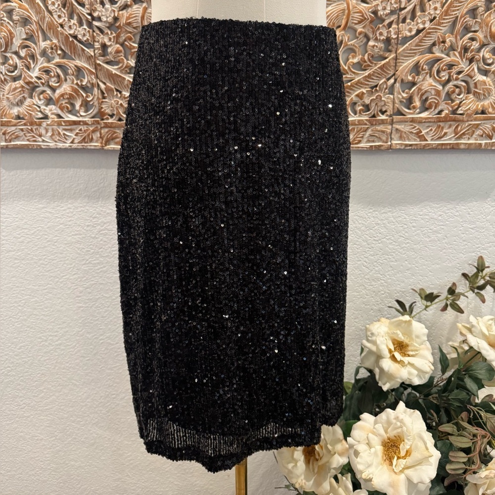 Cable & Gauge Black Sparkle Sequin Mini Skirt - Picture 5 of 11
